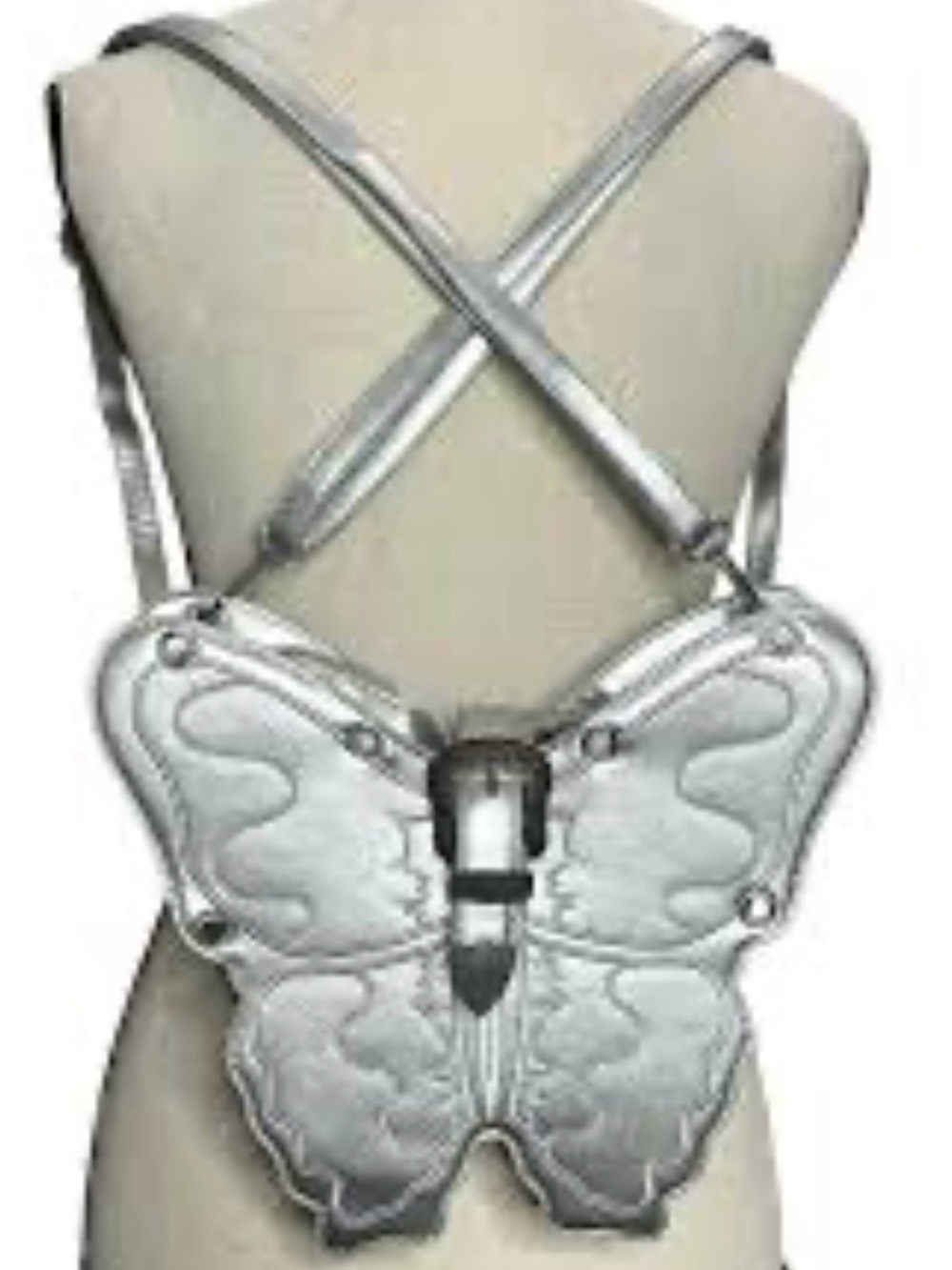 Dolls Kill ‘STEEL WINGS’ Silver Butterfly Backpack Convertible Bag NWOT